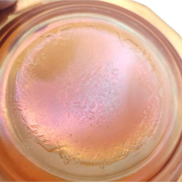 Vintage Federal Glass Iridescent Marigold Normandie Bouquet Lattice Cereal Bowl - Picture 4 of 6